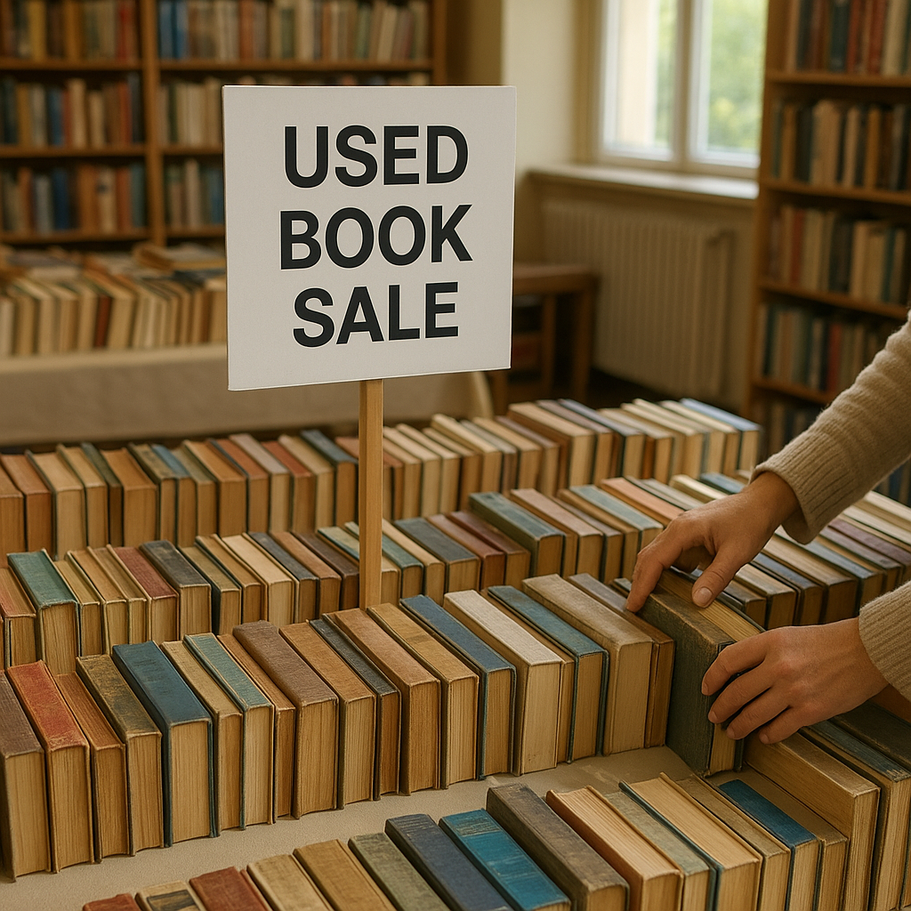 Kiermasz książki używanej w bibliotece publicznej